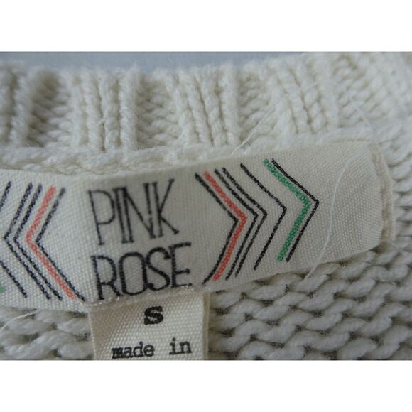 Pink Rose Off White Sweater Top Size S - Picture 5 of 8